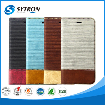 Eco- friendly two color matching top selling for iphone 7 pu leather case thin