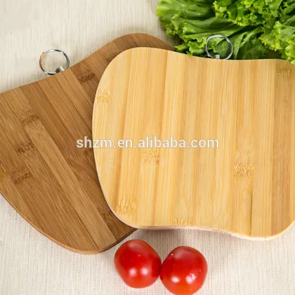 Apple shape kitchen bamboo cutting board, chopping board with holes