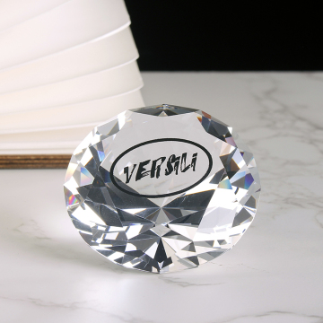 Papisco de cristal de faceta de diamantes transparente de 60 mm con logotipo