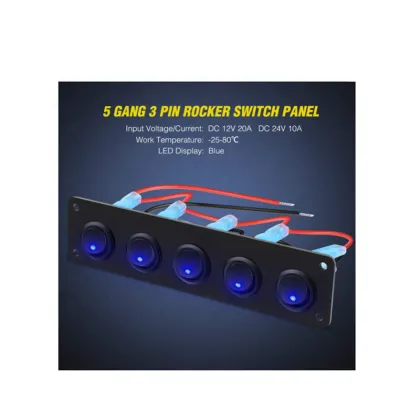 5Gang 3 Pin Rocker Switch PanelOn-Off Toggle Switches