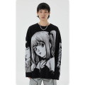 Mäns anime tjej grafisk crewneck tröja