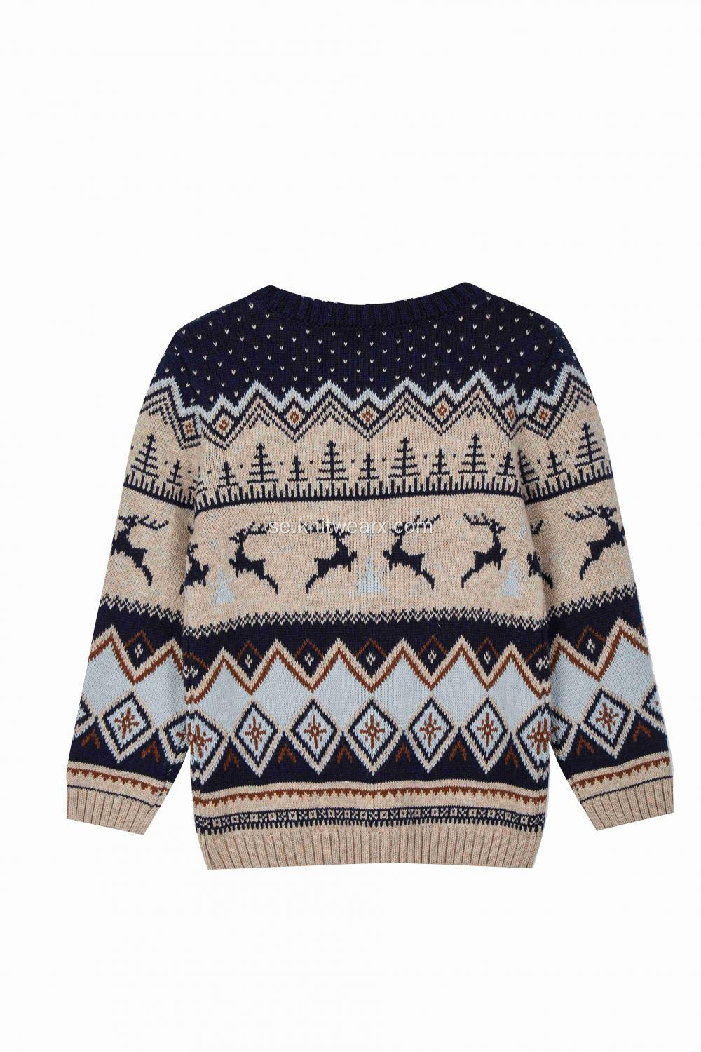 Boy's Sticked Christmas Ren Ren Ugly Pullover