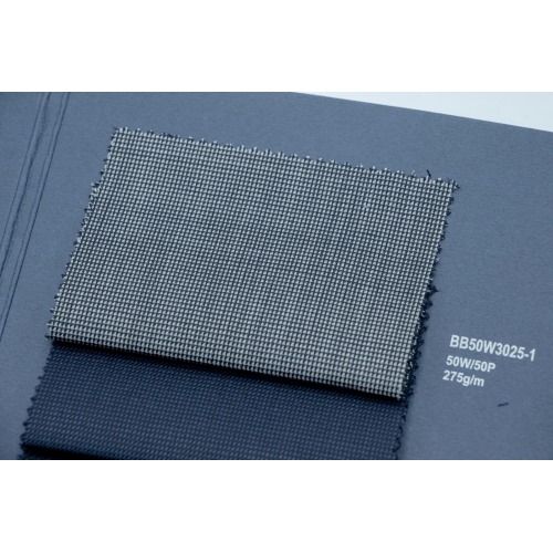 Grey Micro Pattern 50% Wool Fabric