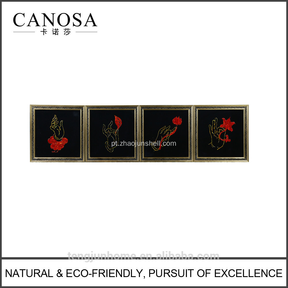 CANOSA concha design chinês imagens de parede com moldura de madeira