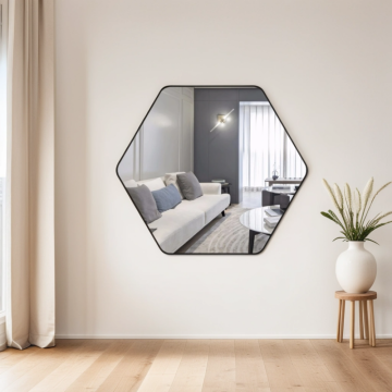 Black Hexagon Wall Decor Hanging Wall Mirror