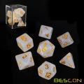 Bescon Intensive Glitter DND Dice 7pcs Set VEIL MIST, Nuevo brillo Polyhedral Die set d4 d6 d8 d10 d12 d20 d%, paquete de caja de ladrillo