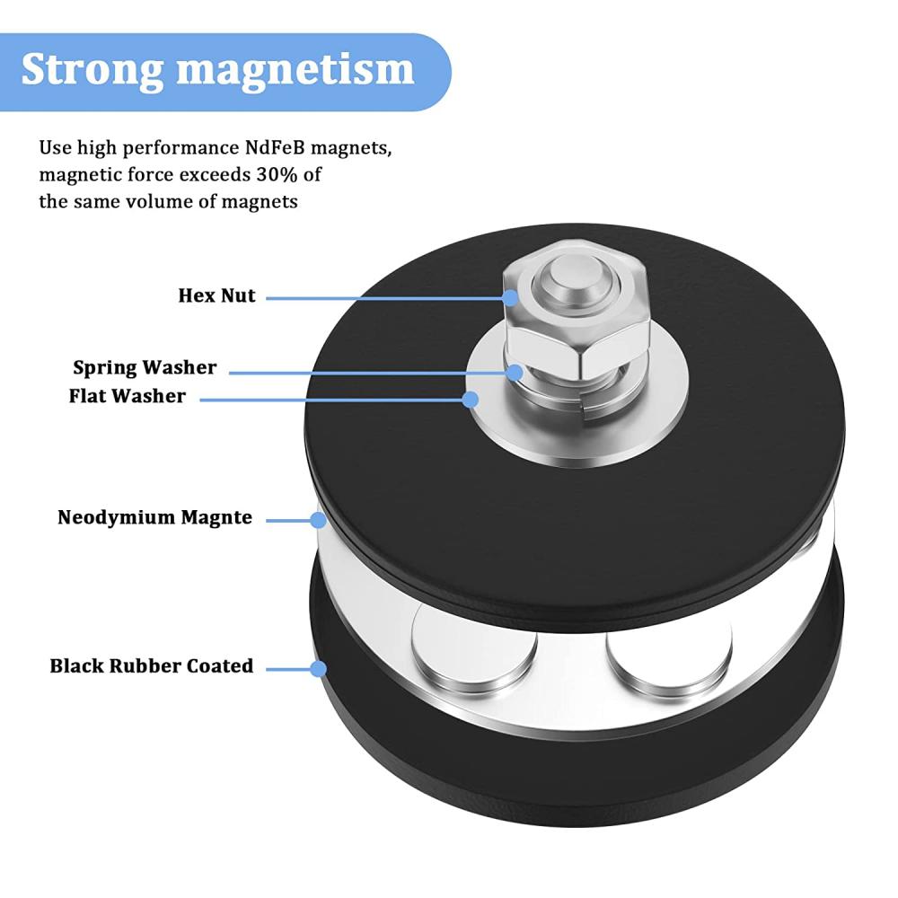 Rubber Coated Magnets M6 Threaded Studs and Nuts