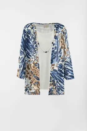 Printed textured 2 fer 1 outwear