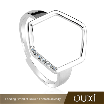 OUXI 2016 New Fashion Rhodium Plating White Copper Jewelry Ring