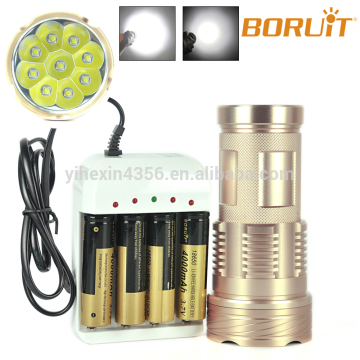 Super Bright 9 XM-L L2 12000LM IPX-5 3-Mode White Light Flashlight