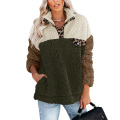 Oversized Contrast Color Button Sweatshirt