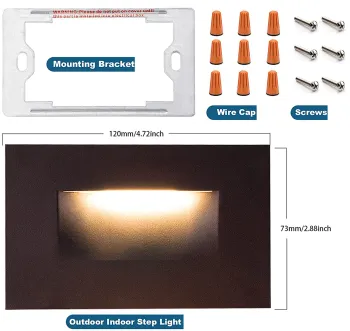 ETL Certified 120V LED Step Light - 3W, 150lm - Indoor/Outdoor Stair Lighting - Waterproof in White or Bronze Finish