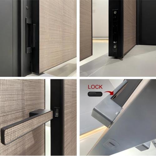 Painéis de portas de madeira maciça texturizados para privacidade do quarto