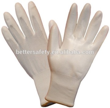 High Quality White Nylon Lined PU Coated Wholesale Work Gloves Anti-Static