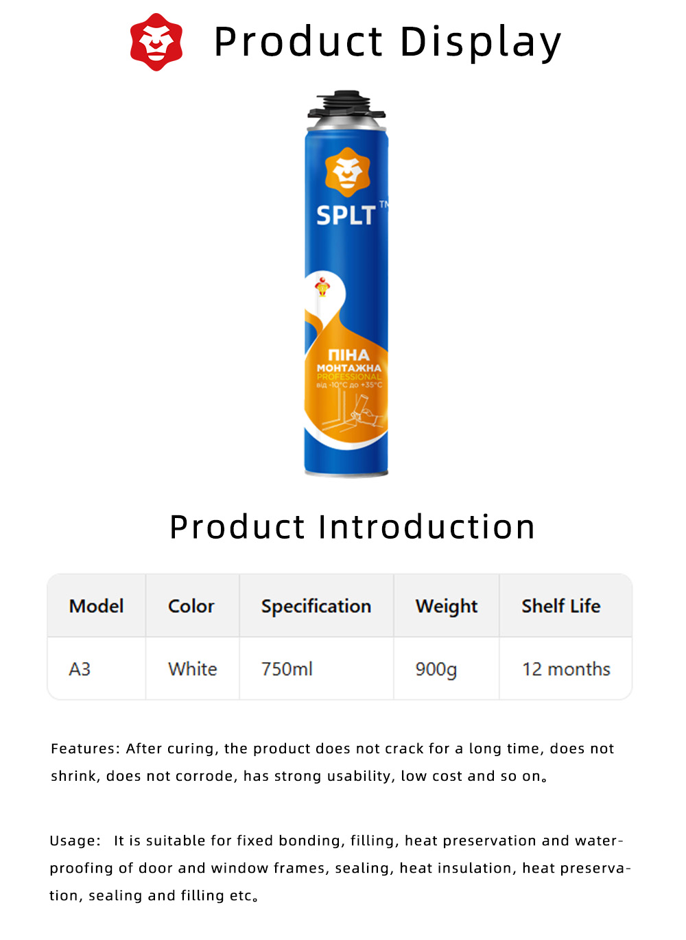 Wood Frame Mounting Expanding Foam X