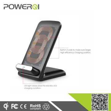 2015 Powerqi supply qi wireless charger stand 3 coil for Samsung Galaxy S6 Edge plus newest smartphone