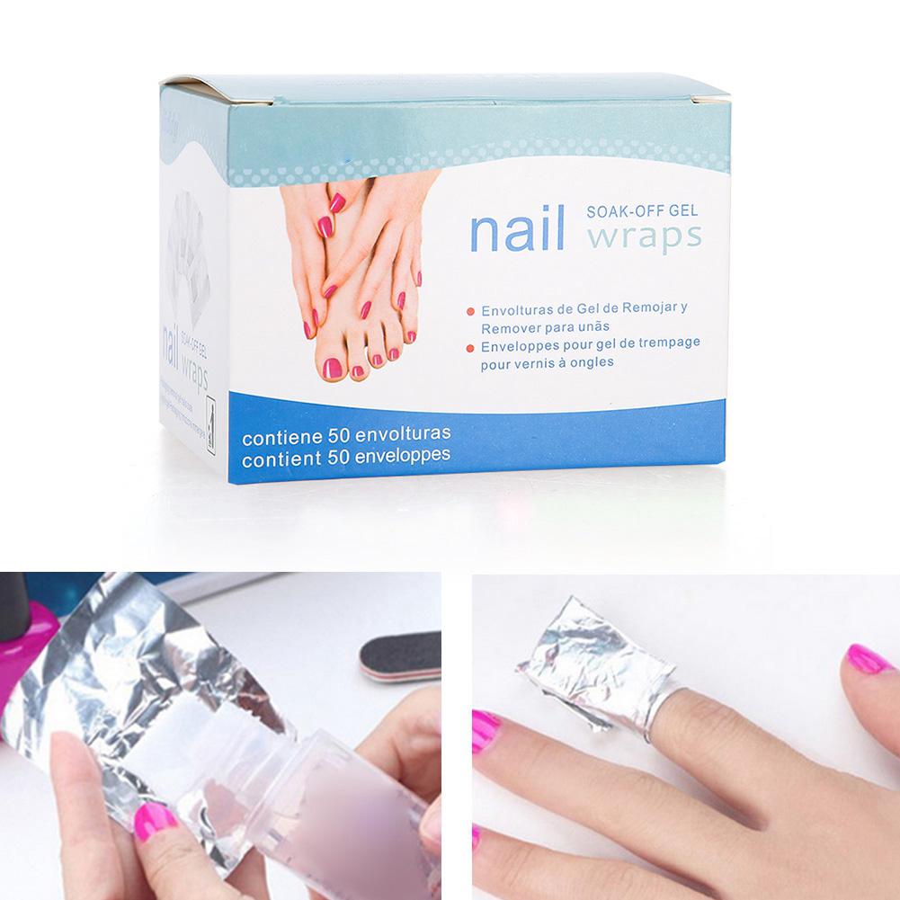 50pcs Nail Polish Removal Tinfoil Wraps Cotton UV GelNail Art Soak Off Acrylic Gel Polish Nail Removal Wraps Remover Nails Tool