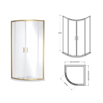 Clear Waterproof PTB 6mm Bathroom Enclosure with Custom Classic Brass Frame - Factory Direct Sales
