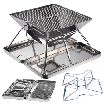 Stainless Steel Folding Charcoal Grill for Camping and Backpacking