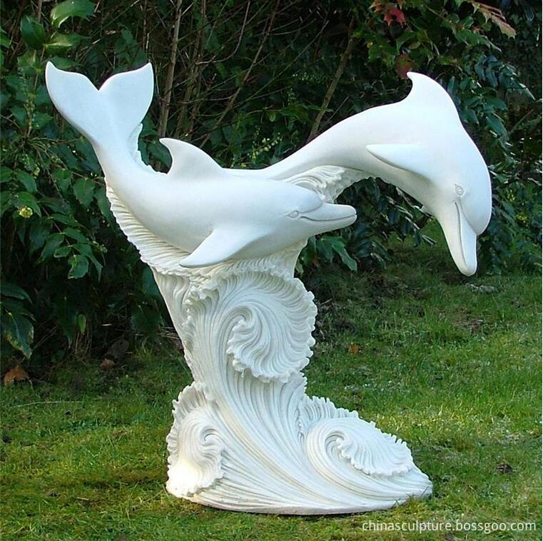 white marble dolphin fountain