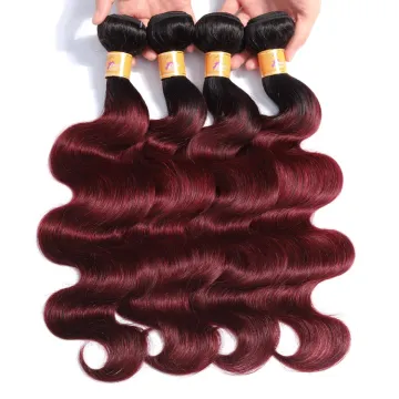 Start Selling hair bundles remy hair ombre 1b/99J body wave human hair ombre bundle with frontal