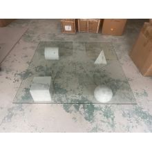 Minimalist Mid Century Round Glass Marble Coffee Table
