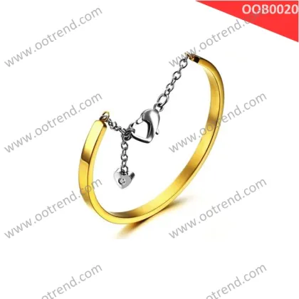 18K golden plated Stainless steel balance bracelet with heart charms anad heart clasp, heart by heart
