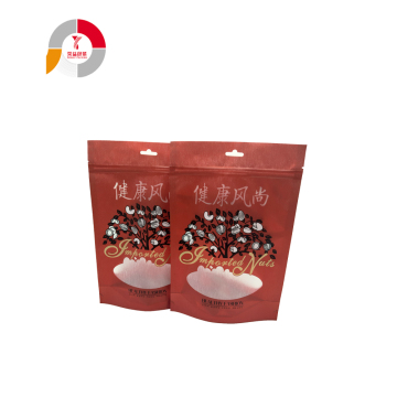 Stand-up Red Silk Packing Bag with zipper