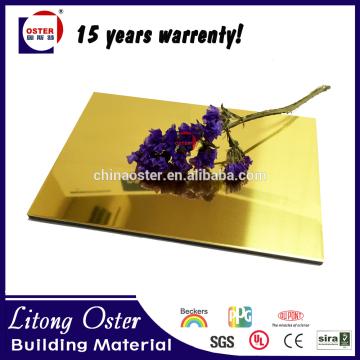 Gold Mirror Aluminum Sandwich Panel Drawing Outdoor Partition Material Acp