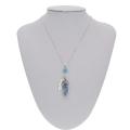 Sodalite Feather Hexagonal Prism Pendant Choker Necklace