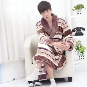 Winter Extra Long Warm Thick Bathrobe Men Sexy Long Sleeve Ankle BathRobe