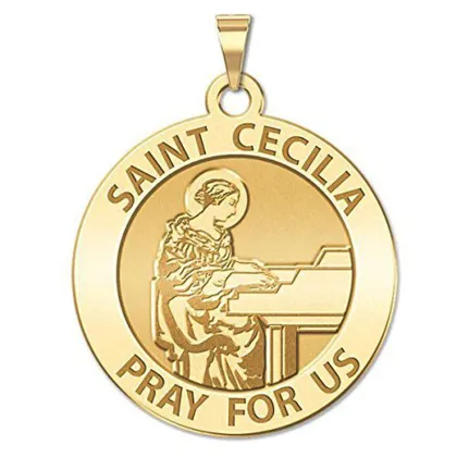 Saint Cecilia Religious Silver Grand Piano Medal