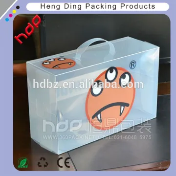 Factory price transparent pp baby shoe box ,pp shoe packaging box with handle