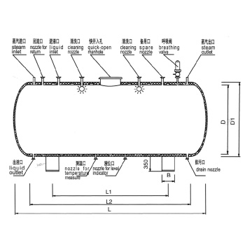 Horizontal distilled water storage tank