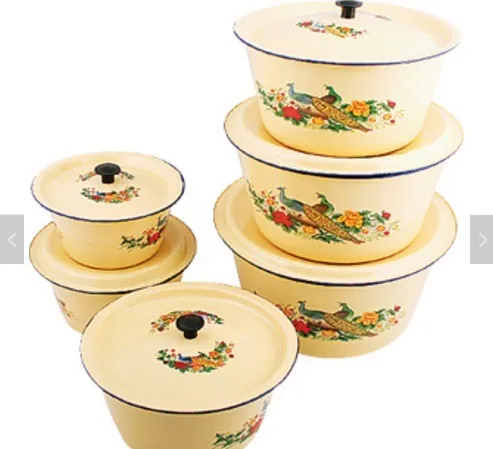 14-30cm Enamel Finger Bowls with Decal Enamel Bowl with Lid