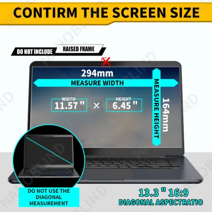 13.3 Inch Laptop Monitor with 4 Way Privacy Filter for HP/Dell/Acer