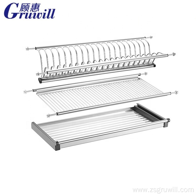 3-tier metal dish rack drainer