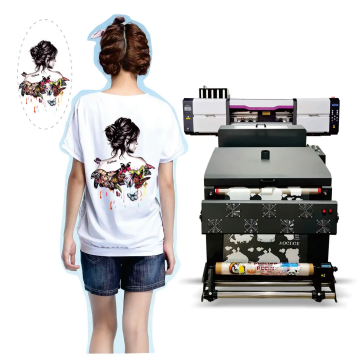 เครื่องพิมพ์ DTF 60 ซม. สำหรับการออกแบบเสื้อผ้าและการพิมพ์ฉลากด้วยผงเขย่า