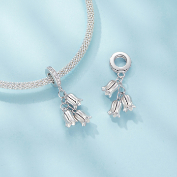 925 Sterling Silver Designer Bell Orchid Pendant Necklace for Women's Jewelry and Bracelet Making