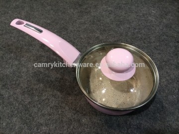 non-stick forged aluminium good coating sauce pan with glass lid
