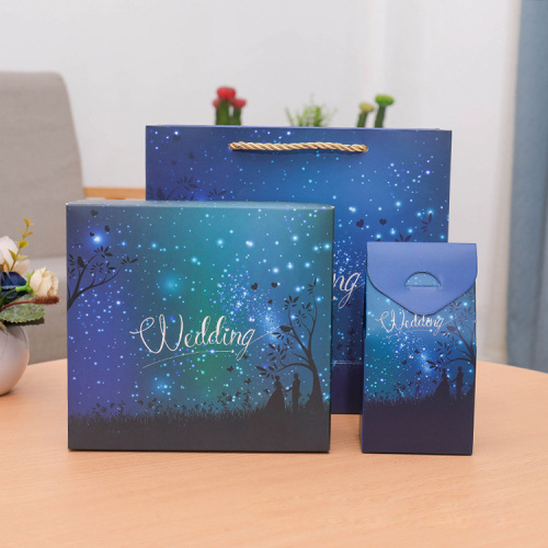 Vela de caja de regalo plegable azul impresa personalizada