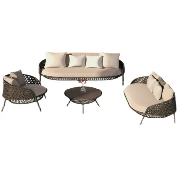 4PCS Outdoor Garden Balcony Patio Wicker Sofa
