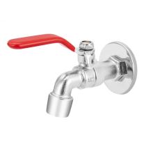 Red long handle chromed Cold Water Bibcock Tap