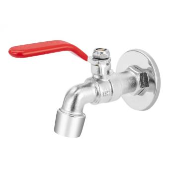 Red long handle chromed Cold Water Bibcock Tap