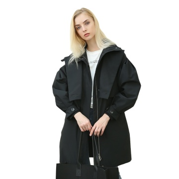 2023 Zwart plus size dameshoedtrengraamjas met witte eend omlaag en bontafwerking