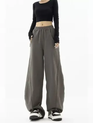 Wholesale Blank Cotton Oversized Wide Leg Sweatpants Stacked Flared Pants for Men