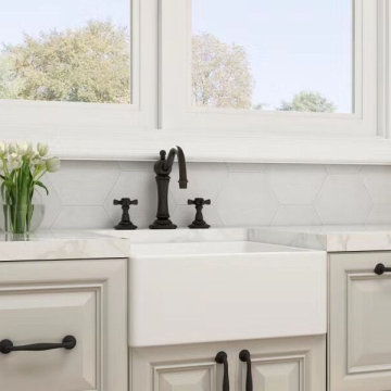 White Ceramic Farmhouse Sink Deep Single Bowl Fireclay Apron Front Kitchen Sink