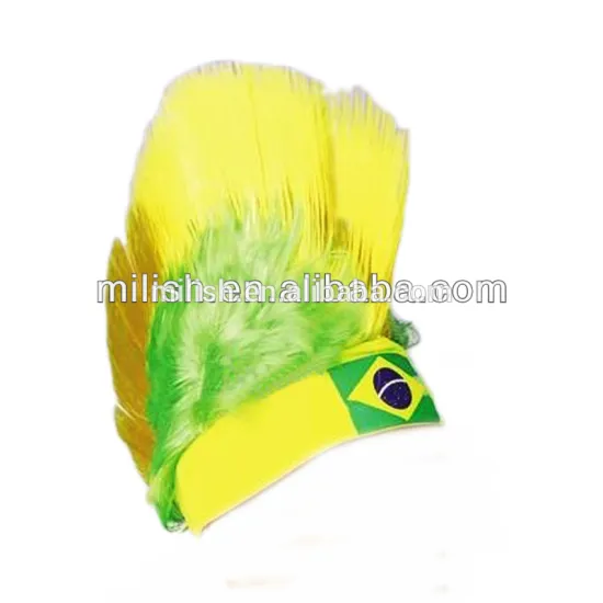 Brazilian Yellow and Green Football fans Comb punk wig FBW-0182
