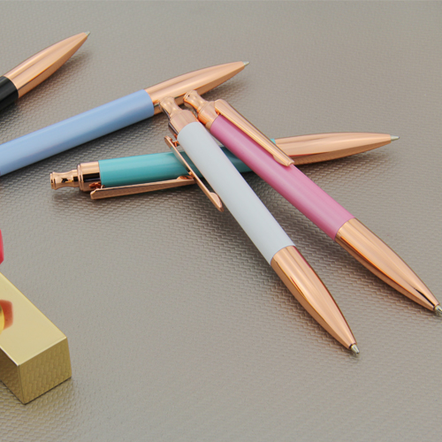 rosy gold click metal pen (3)