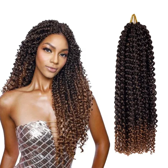 Long Black Brown Passion Twist Crochet Hair Synthetic Braiding Hair Extensions 22Strands Spring Twist Water Wave Braiding Hair